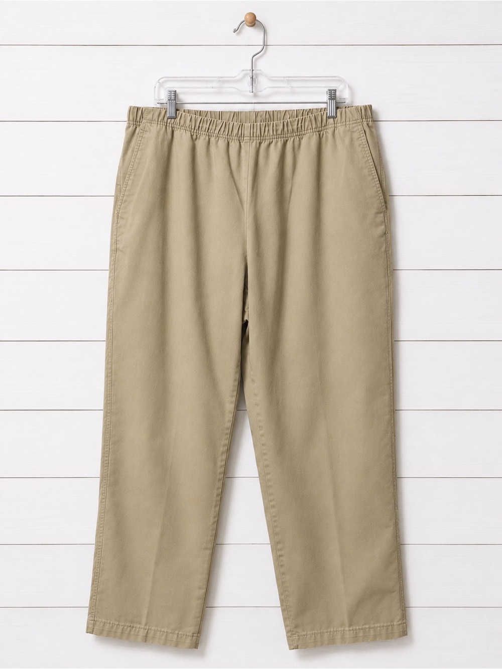 Straight Leg Lands’ End Women’s Size 16 Khaki Pull On Pants Elastic Waist